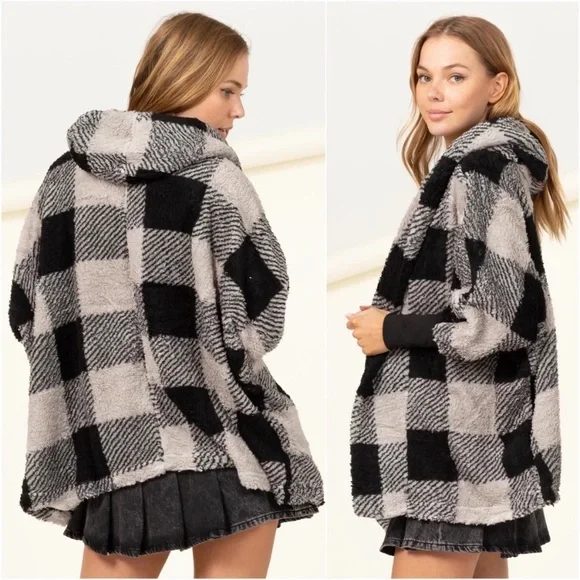 🍁LAST1️⃣🍁New Fall Soft Ultra Comfy Teddy Sherpa Open Cardigan Hooded Coat - Picture 2 of 4